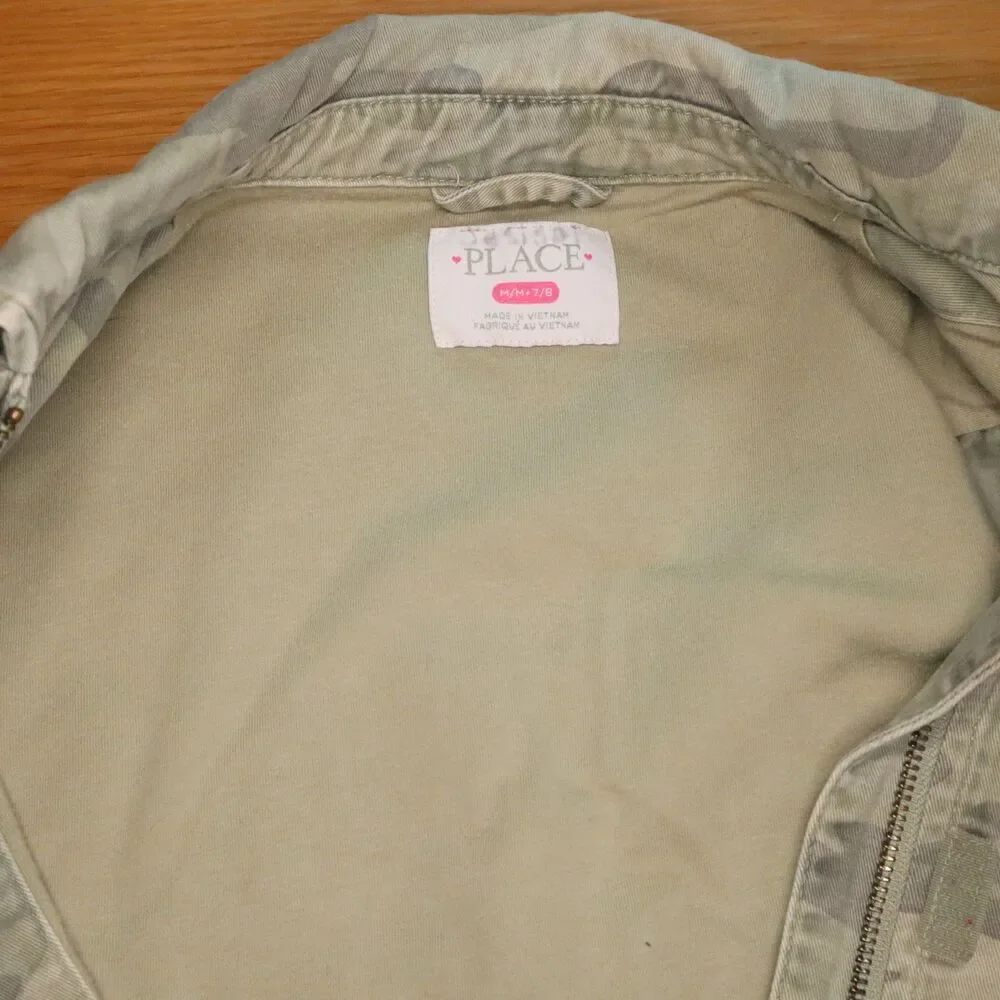 Canvas Camo Jacket Rainbow Seguin Girls Size M 7/8